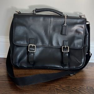 Vintage Coach Black Leather Wall-street Laptop Bag